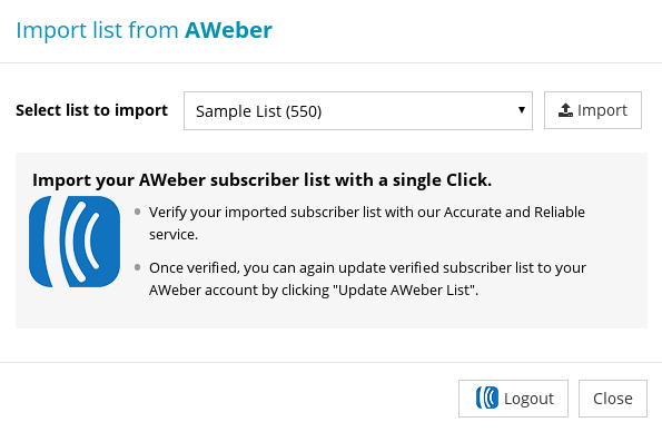 Import list from AWeber