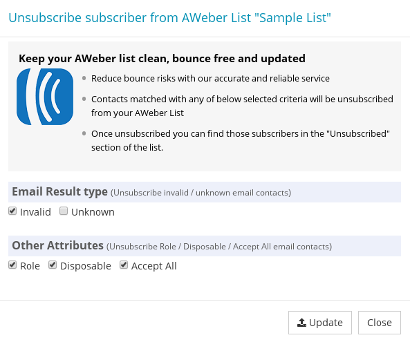 Update AWeber List