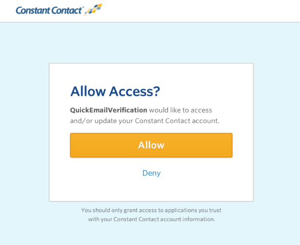 Authorize ConstantContact account