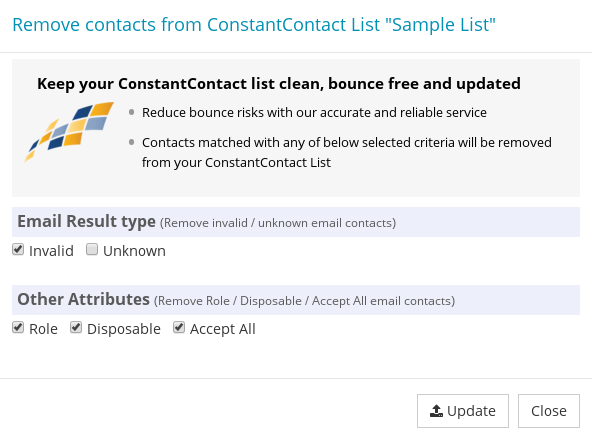 Update ConstantContact Campaign List
