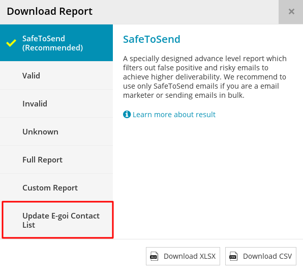 Export E-goi Contact Modal