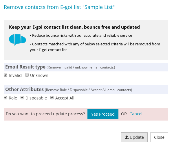 Confirm export E-goi contact List