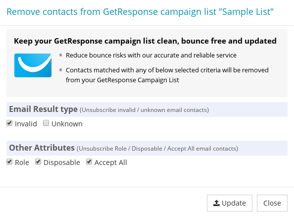 Update GetResponse Campaign List