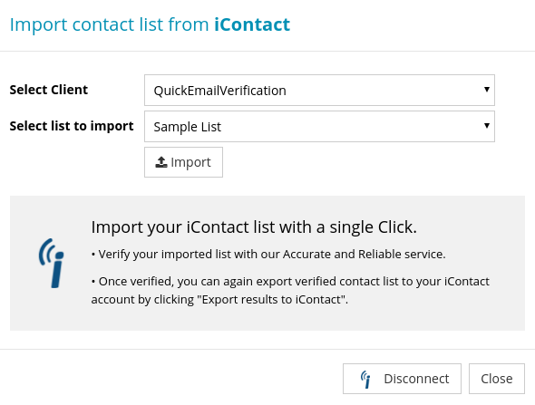 Import List from iContact