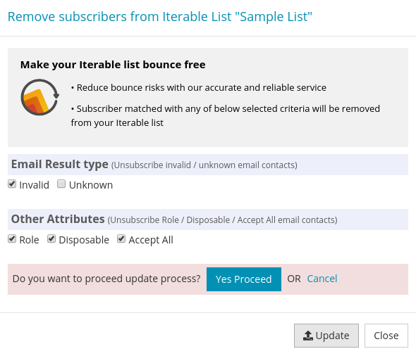 Confirm Update Iterable List