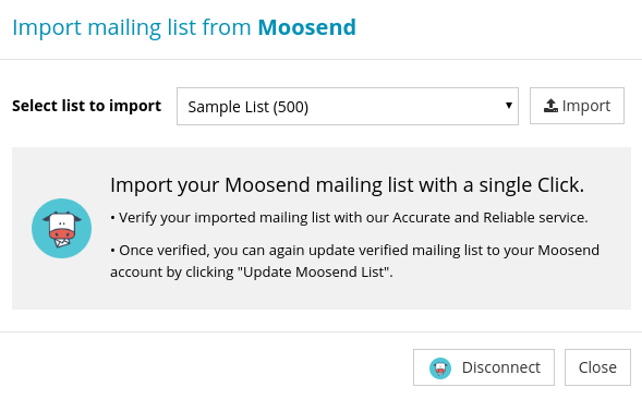 Import Mailing List from Moosend