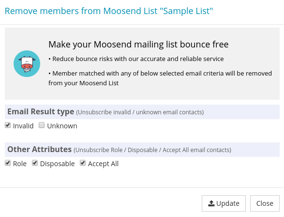 Options to Update Moosend Mailing List