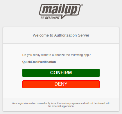 Authorize MailUp account