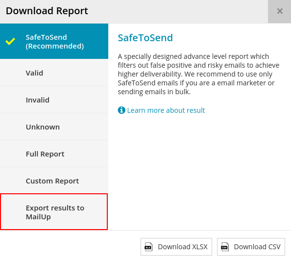 Download reports Modal