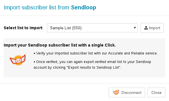 Import Subscriber List from Sendloop