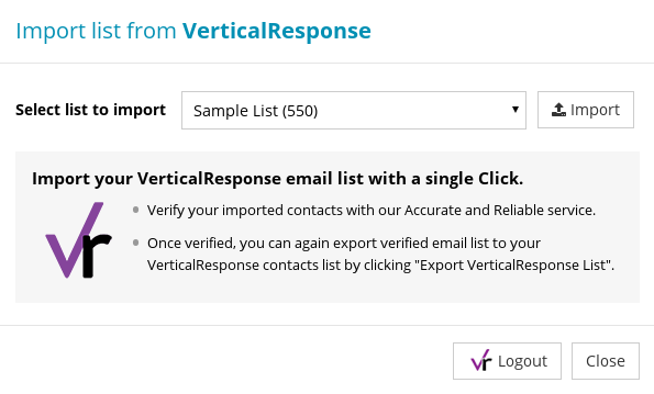 Import Contact List from VerticalResponse