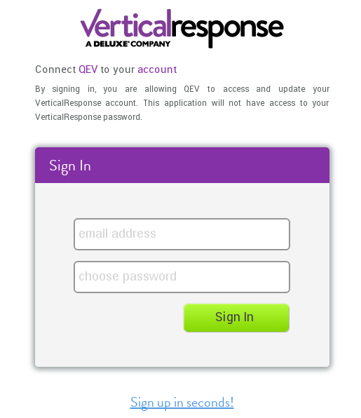 VerticalResponse login