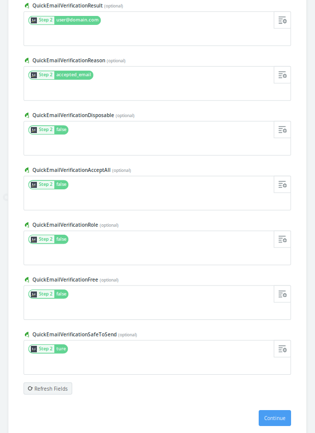 Set verification results to custom fields